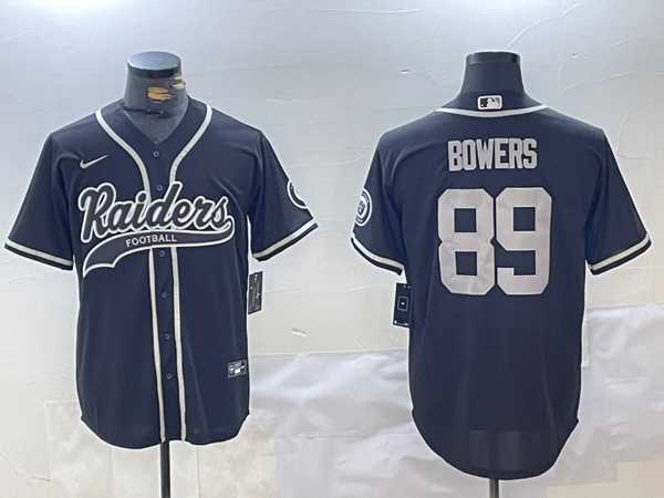 Mens Las Vegas Raiders #89 Brock Bowers Black Cool Base Baseball Stitched Jersey